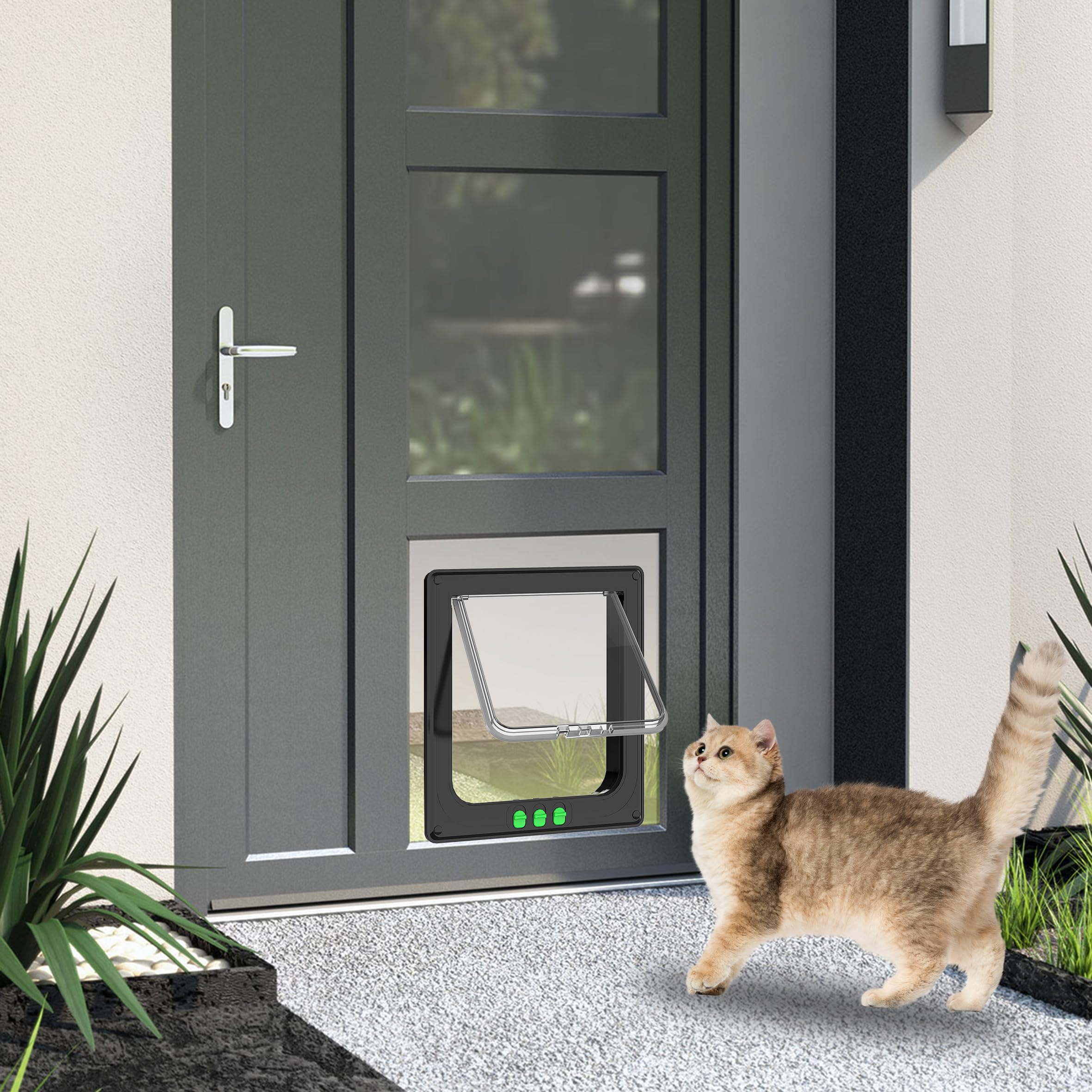 Porte pour chat, résistante aux intempéries, facile à installer, pour intérieur et extérieur, fenêtre, mur
