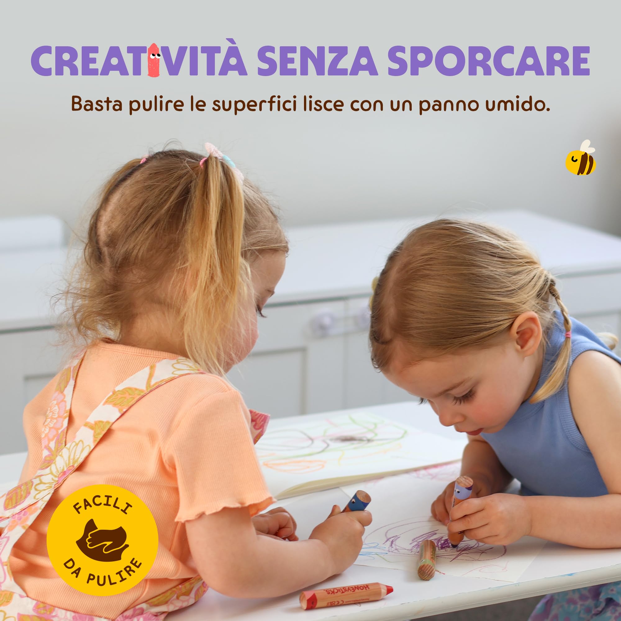 Honeysticks Matitoni Colorati per Bambini Jumbo Little Learner (Set da 8) – Pastelli Colorati con Mina in Cera d’Api Atossica, Facili da Impugnare, Colori Vivaci per Disegnare e Colorare