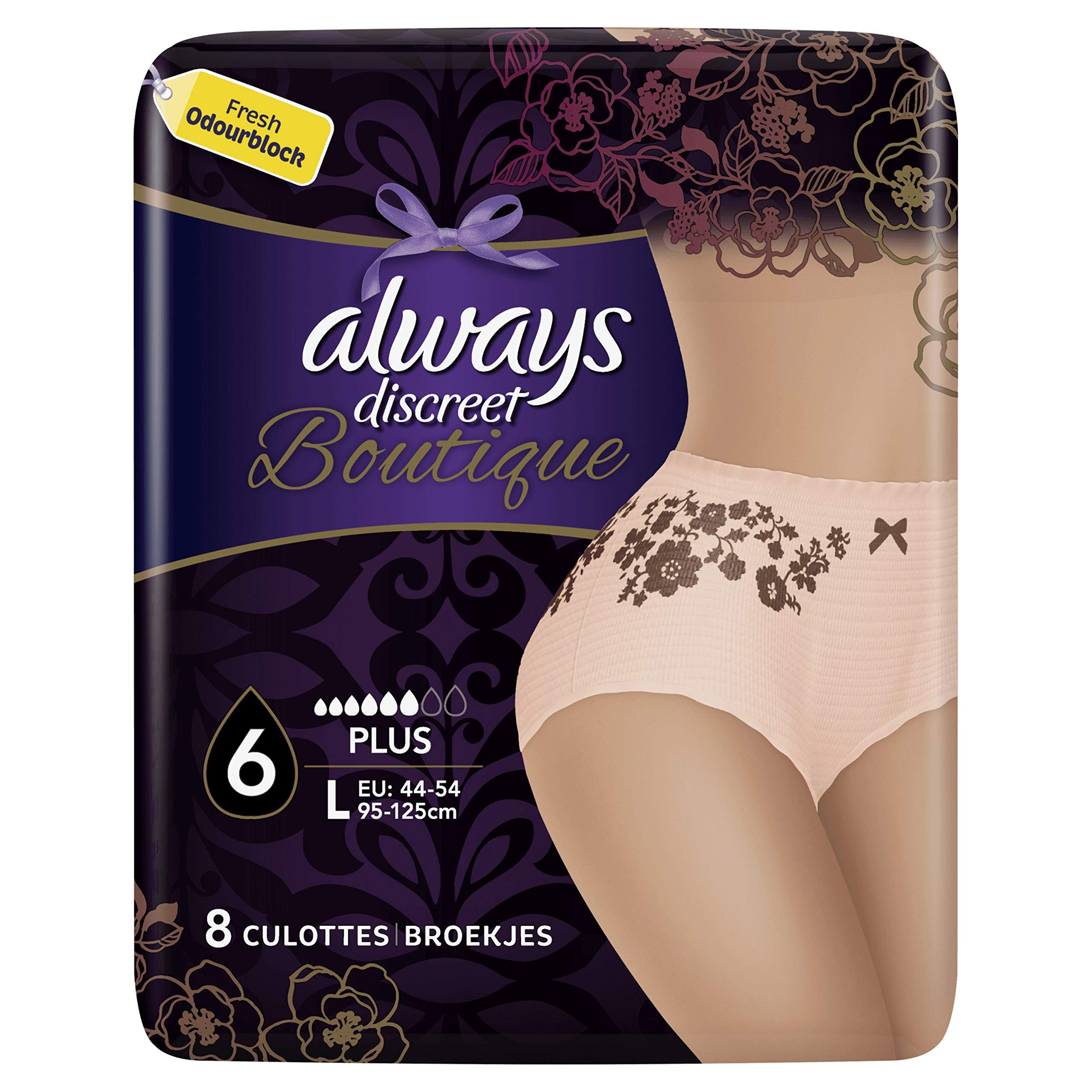 Always Discreet Set aus 8 Höschen für Blasenschwäche, Größe L, 4er-Packung