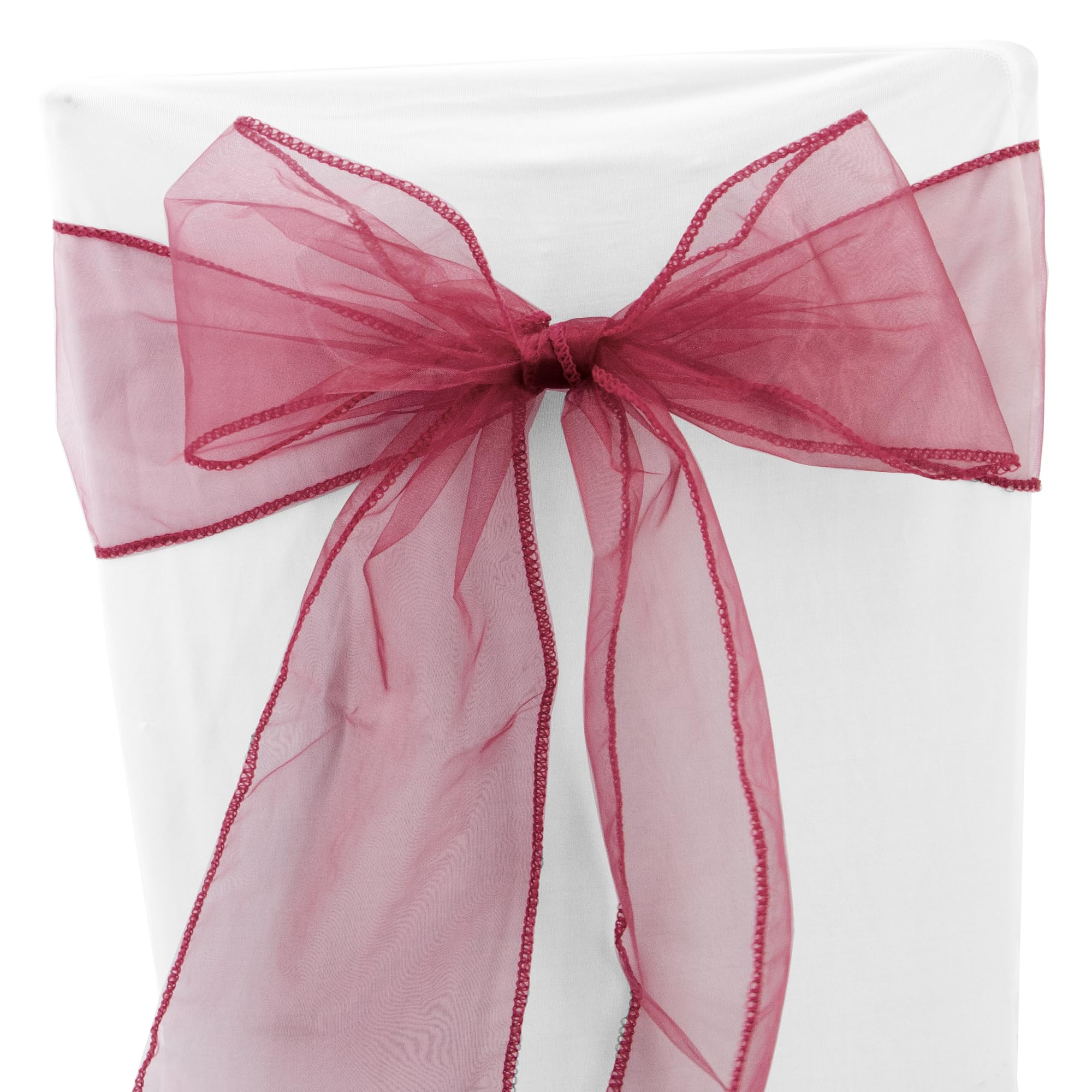 Time to Sparkle 60PCS 17x280cm Organza Chair Sashes Wider Fuller Cover Party Decoration Bow Sashes for Wedding -Garnet
