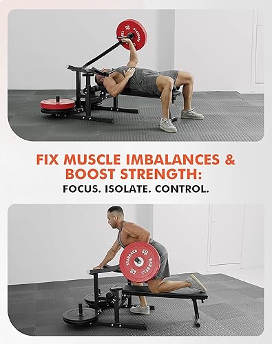 Miniatura 4 de GMWD Máquina de prensa de pecho, máquina de prensa de banco de 1050 libras con brazos convergentes independientes, banco inclinado plano ajustable