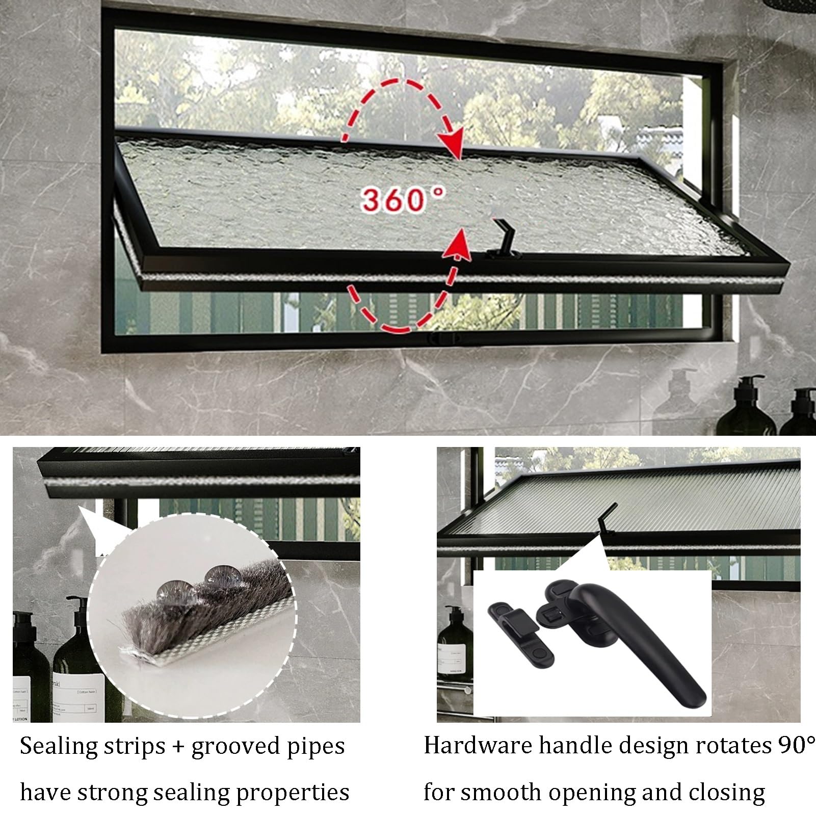 Białe okno skrzydłowe ze stopu aluminium do łazienki i piwnicy, 85 x 30 cm, otwarta wentylowana konstrukcja, obrotowa zasuwa, idealna do świeżego powietrza i światła