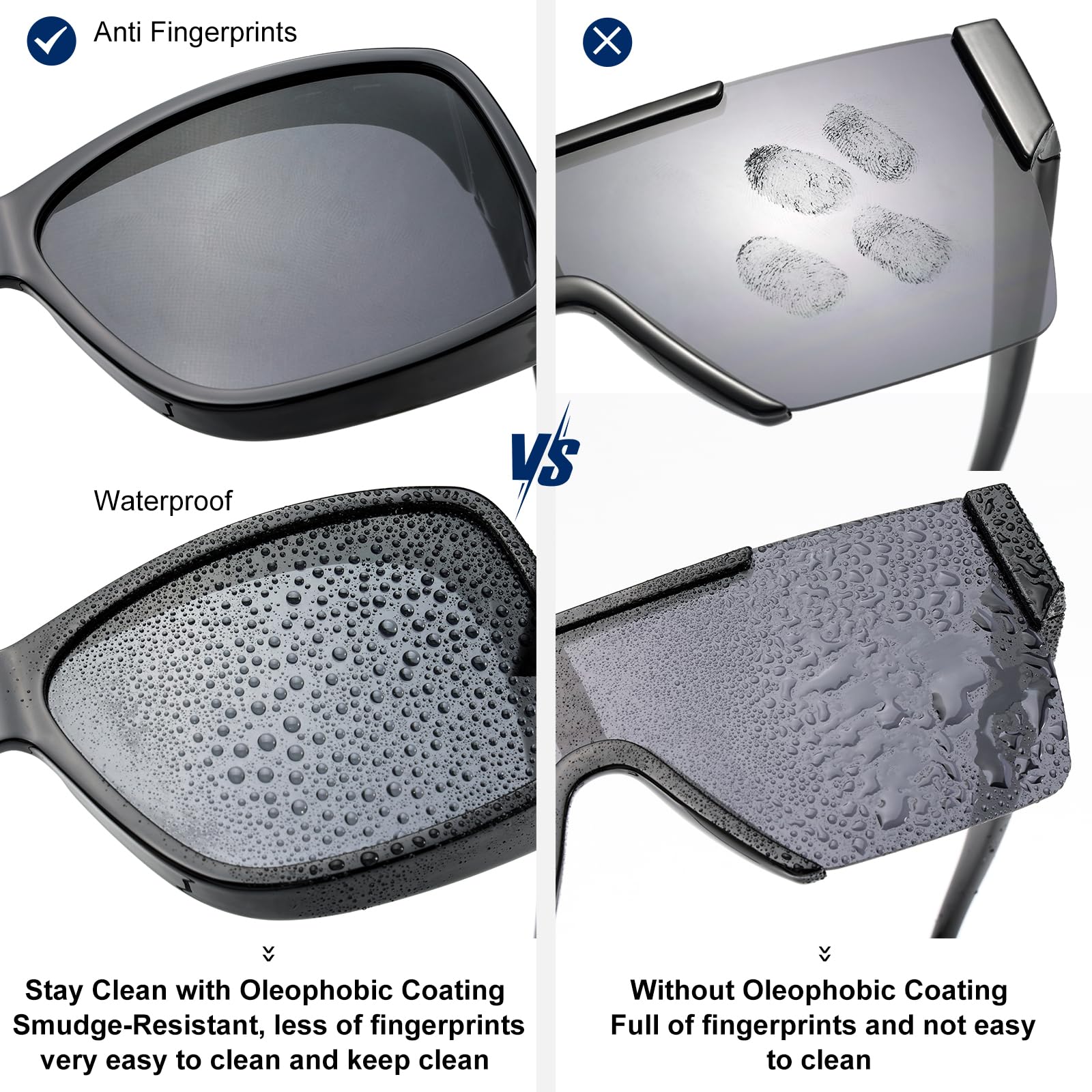 CAXMAN Gafas de sol polarizadas envolventes con protectores de ventana lateral para una protección completa