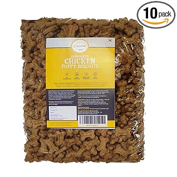 Chewers Oven Baked Real Chicken Puppy Biscuits, Chicken Flavour, Dog Treat 1 Kg Super Saver Value Pack (Pack of 10)
