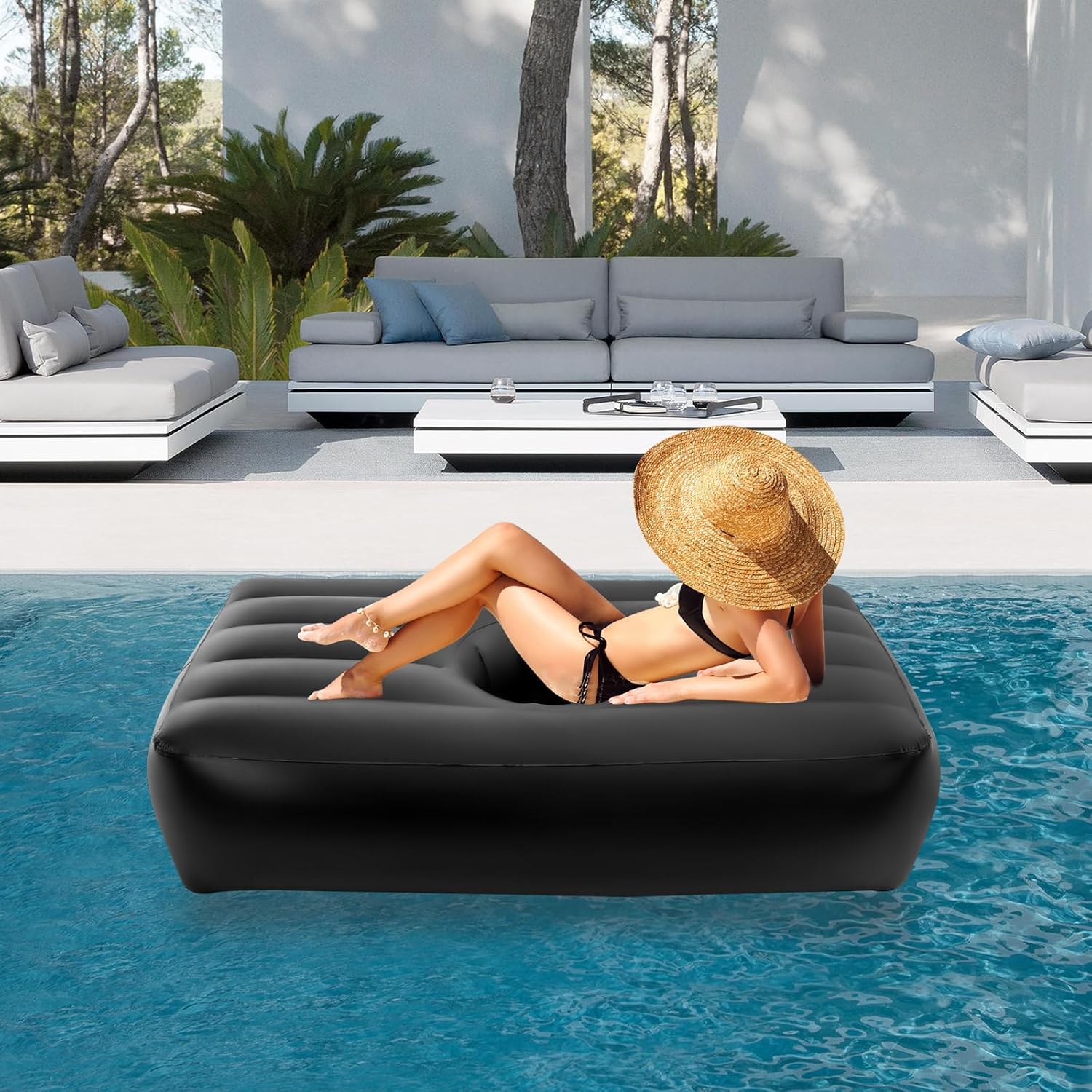 BBL Bed with Hole, BBL Bed After Surgery Inflatable BBL Mattress with Electric Air Pump (Black)