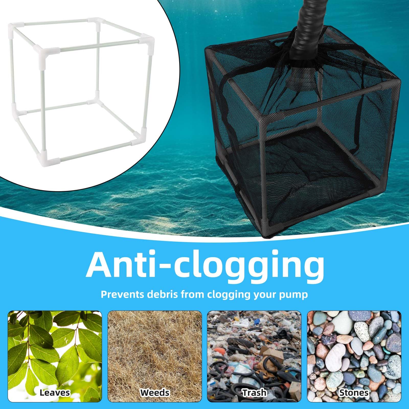 2uds Bolsa Filtro Piscina, 26cm Bolsa Bomba Estanque Cubierta Malla Bomba Agua Filtro Antiobstrucción Contenedor Cúbico Cesta para Estanques Peces Cascadas Al Aire Libre