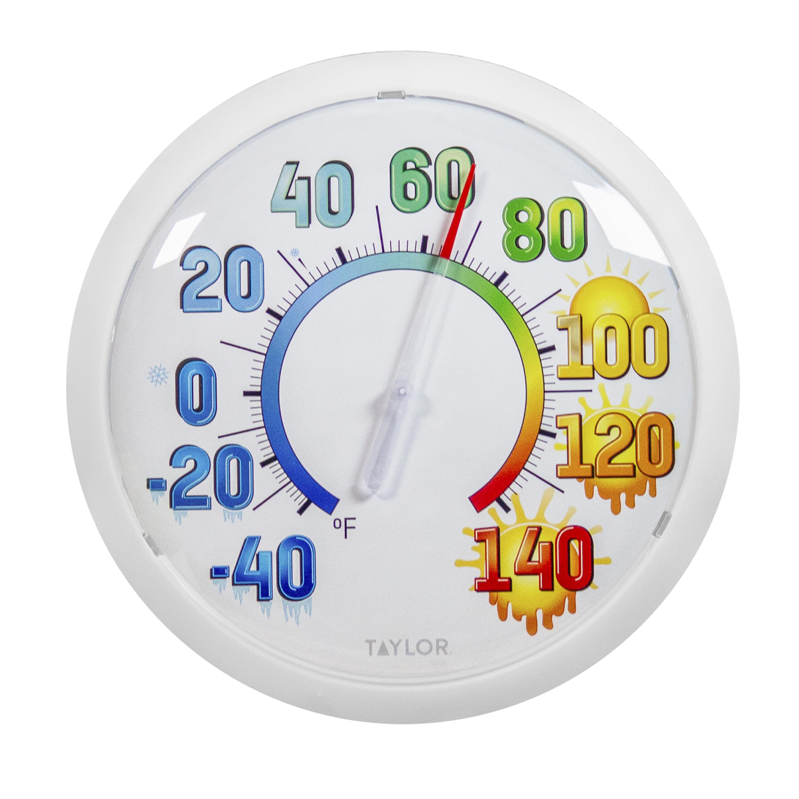 Taylor Icônes colorées grand et audacieux mur haute température thermomètre intérieur extérieur sans fil facile à lire grands chiffres pour patio piscine intérieure, résistant aux intempéries 13,25