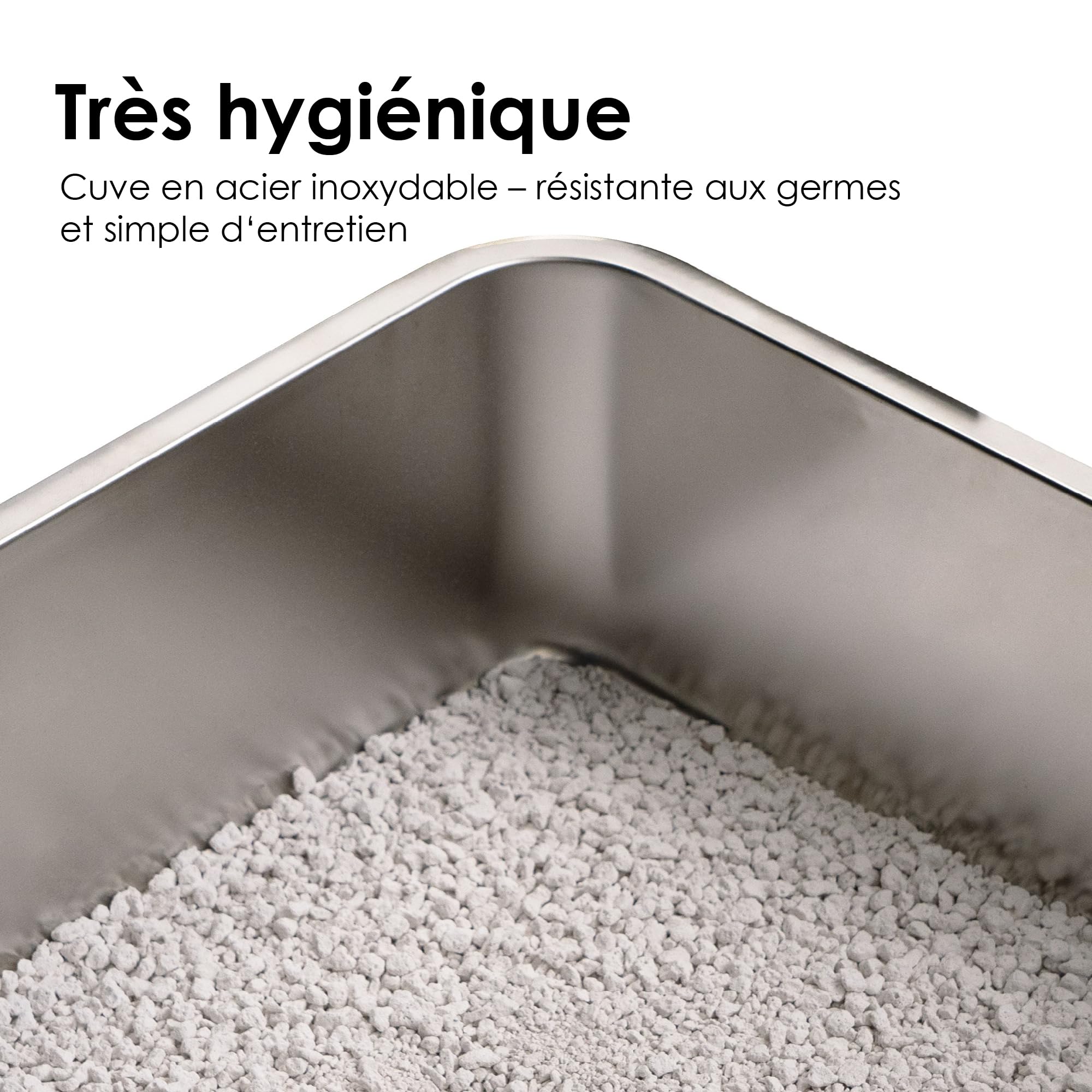LucyBalu® Steeloo Litière Chat XXL bassine Acier Inoxydable sans Couvercle