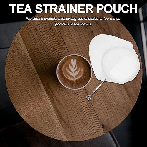 Miniatura 3 de DOITOOL 3 filtros de té tailandés de acero inoxidable, filtro de tela Reuasble con asa, filtro de acero inoxidable calcetín de algodón para polvo