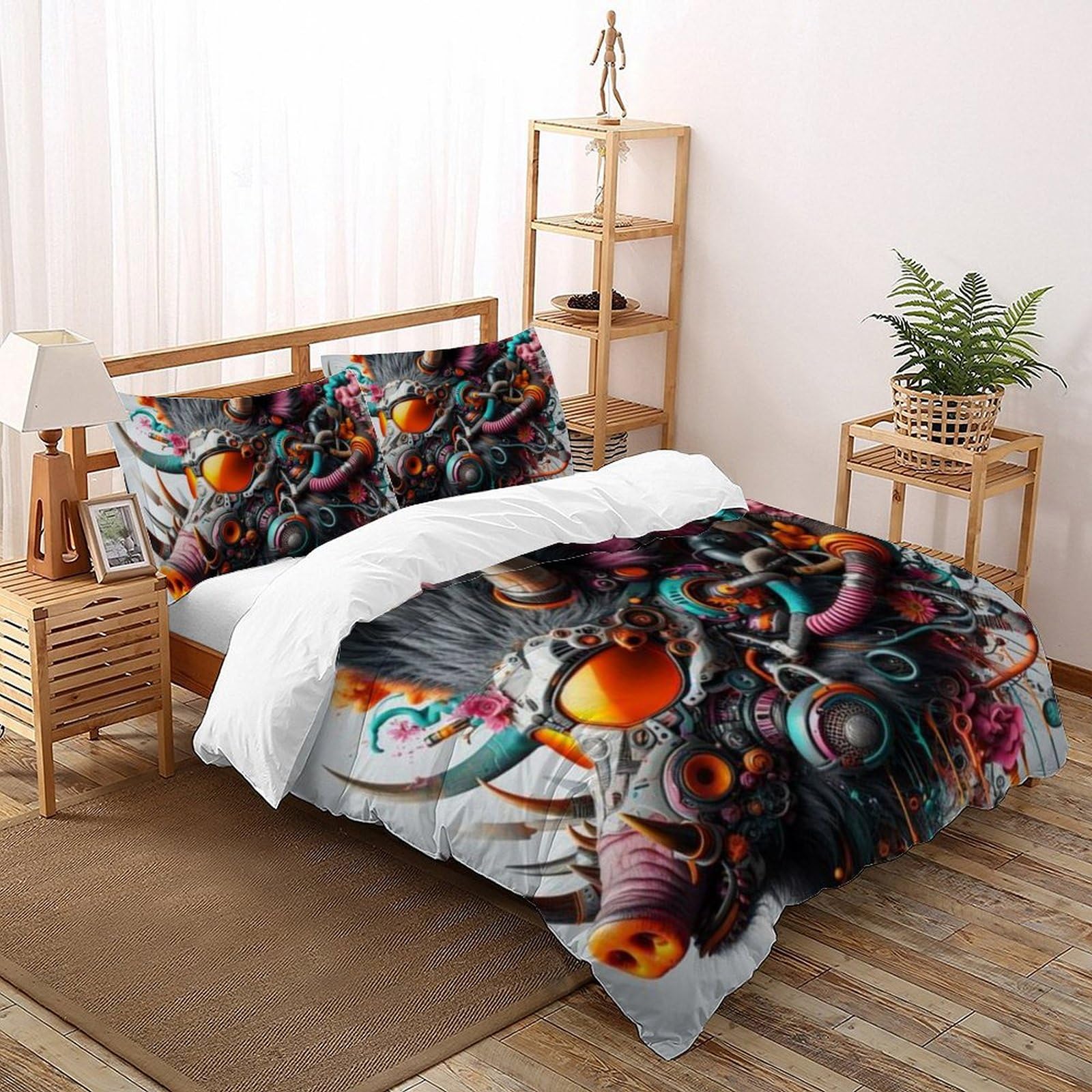 Housse de couette sanglier 260x220 cm en microfibre douce et facile à repasser