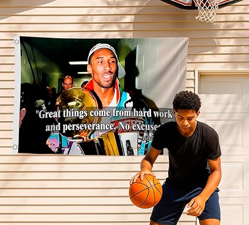 Miniatura 6 de Bandera Kobe de 3 x 5 pies con cuatro ojales de latón, tapiz de baloncesto, banderas deportivas, carteles inspiradores para colgar en la pared para