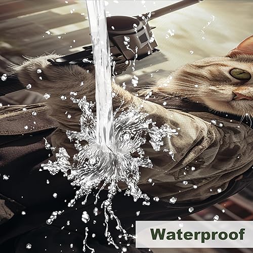 Miniatura 6 de Juego de cortinas de ducha con diseño de gato y gatito soldado con pistola, fondo moderno de ciudad, juego de cortinas de baño con ojales y ganchos,