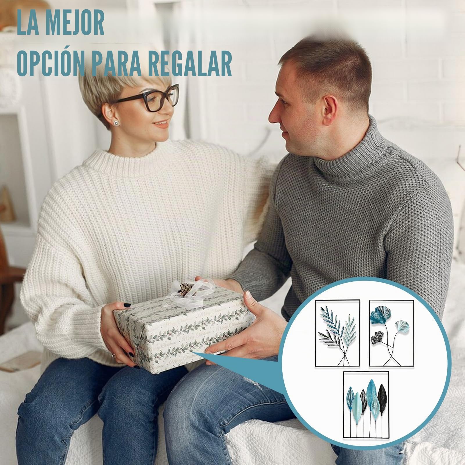 MeYuxg 3 unidades de decoración de pared de metal para salón, 30 x 43 cm, cuadros de metal con marco, moderno hogar, para dormitorio, cocina, oficina