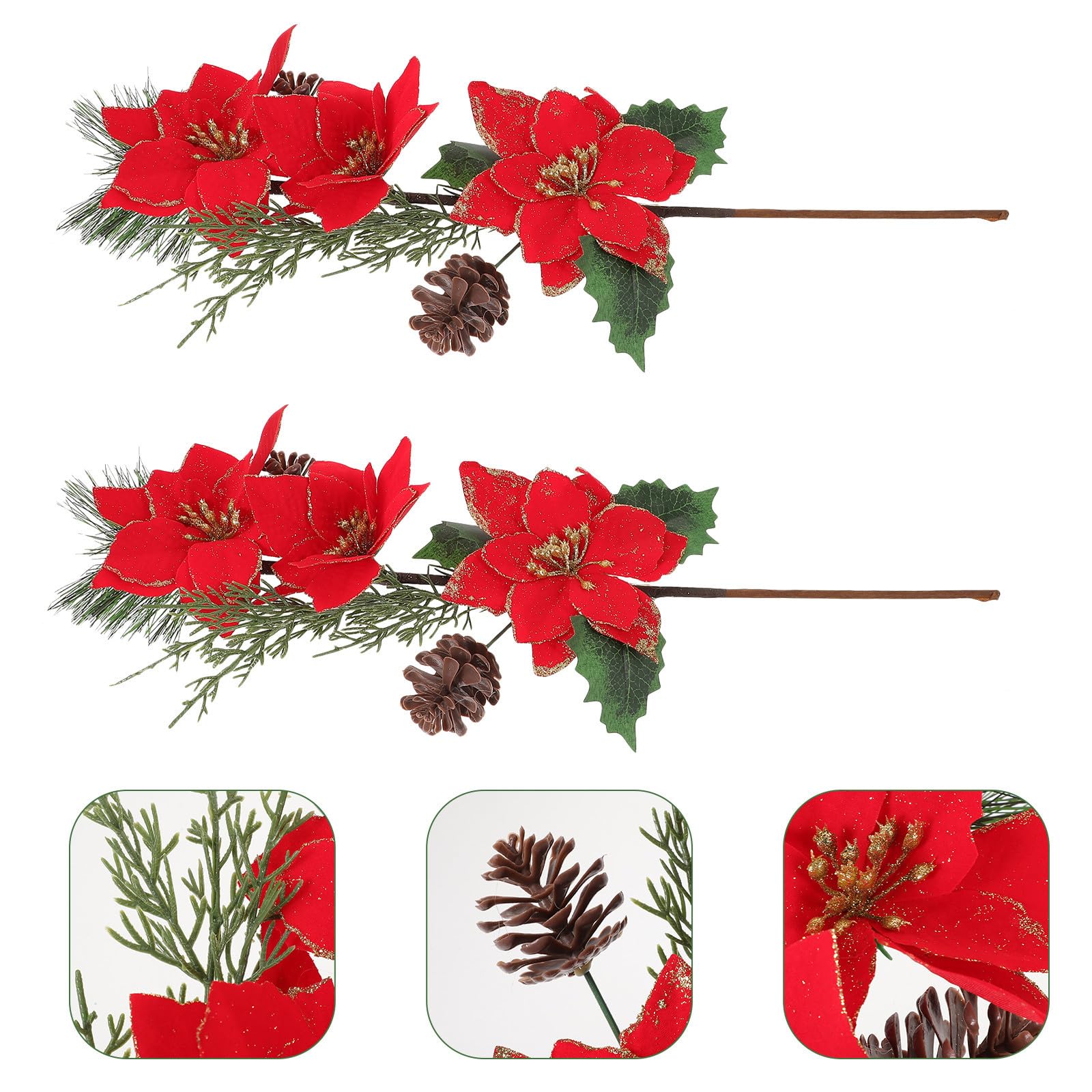 Didiseaon 8 Stück Künstliche Weihnachtsblumen Deko Rot für Party und