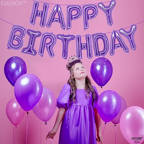 Miniatura 5 de KatchOn, Purple Happy Birthday Balloons - 16 Inch  Purple Happy Birthday Banner, Purple Birthday Decorations for Women  Purple Balloons, Purple