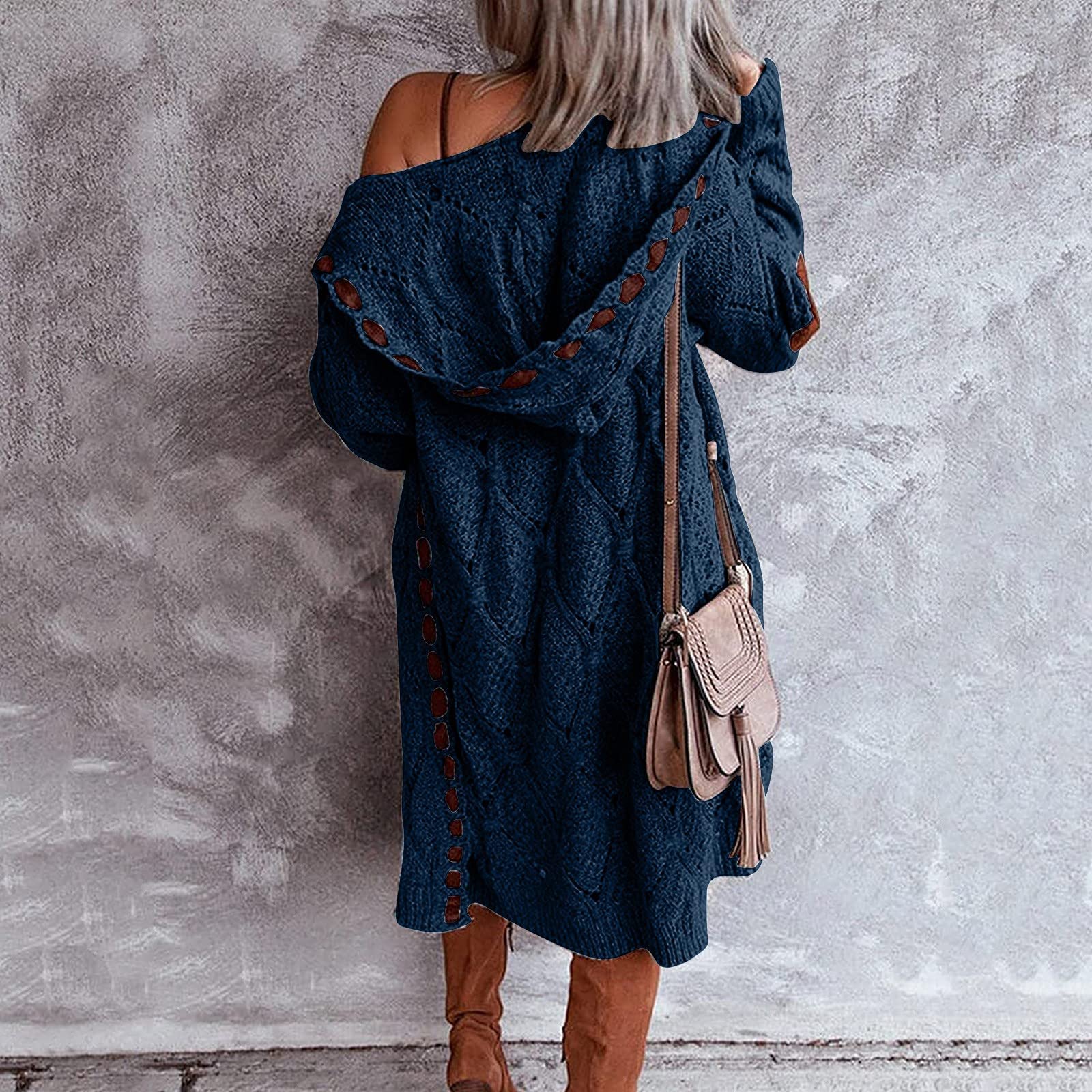 IQYU Cardigan da donna, lungo, oversize, giacca da montagna, cardigan autunnale, a maniche lunghe, elegante, da donna, taglie grandi, estivo, da donna, a maglia lunga