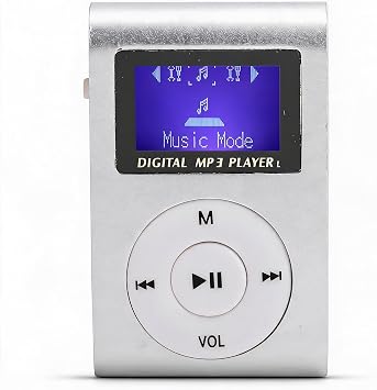 MP3 Music Player with Clip, USB & LCD Screen, Supports 32GB Memory Card, Earphone & USB Cable Silver