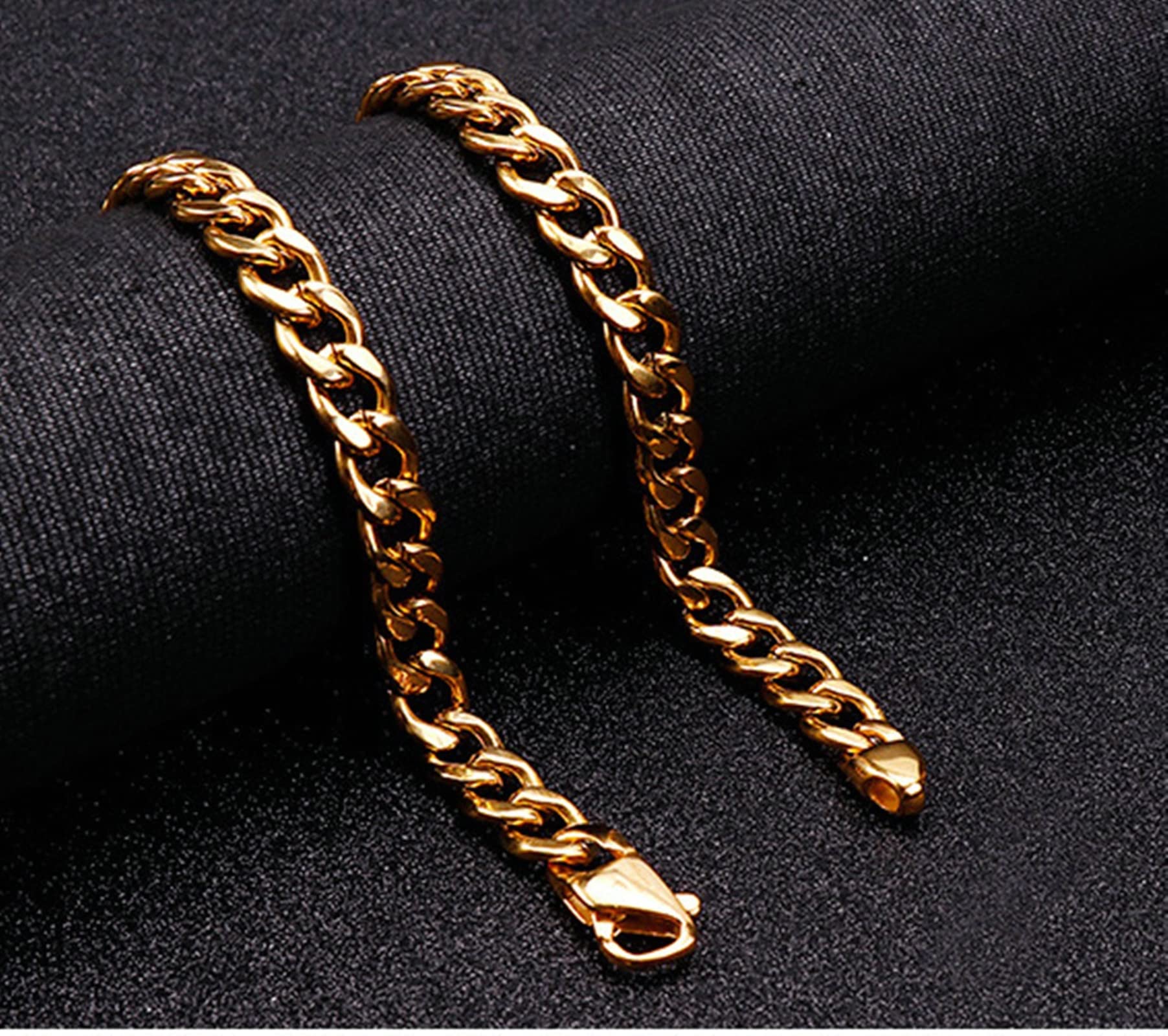 18-26 Zoll Bordkettenkette Halskette für Männer 10 mm, Edelstahl Gold/Silber/Schwarz-Bordsteinkette Halskette