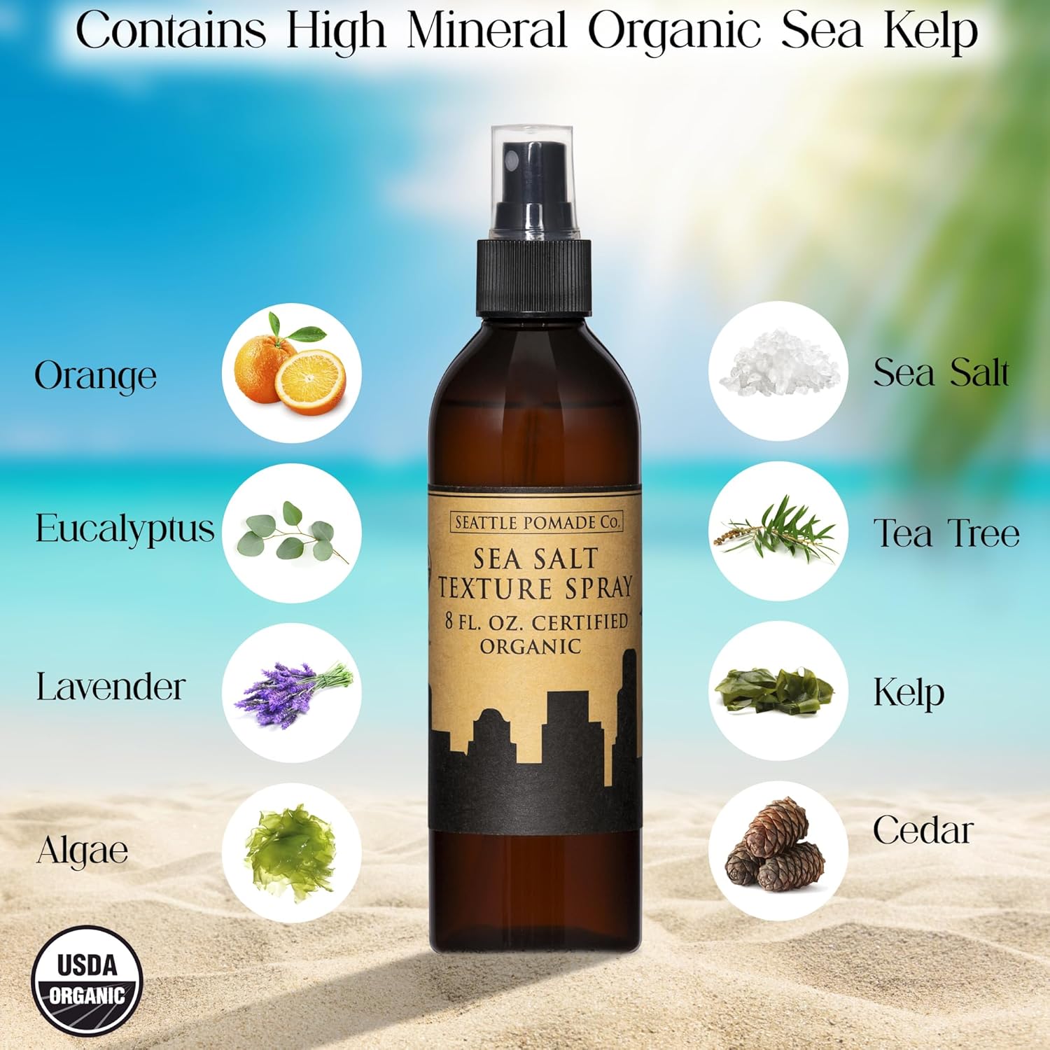 Seattle Pomade Co. Certified Organic Sea Salt Texture Spray. Made with organic materials from around the world. - Image 3