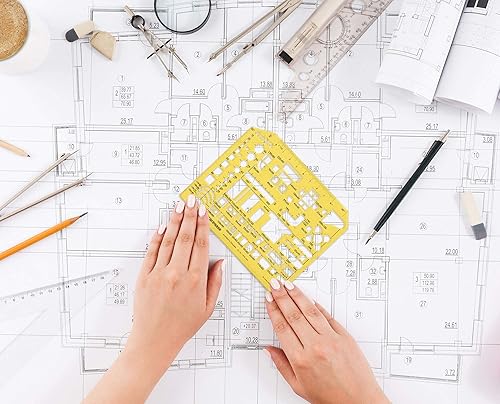 Miniatura 6 de Traceease Lote de 9 piezas, plantillas de arquitecto para herramientas de dibujo de cocinabañocama- Plantillas de diseño de interiores