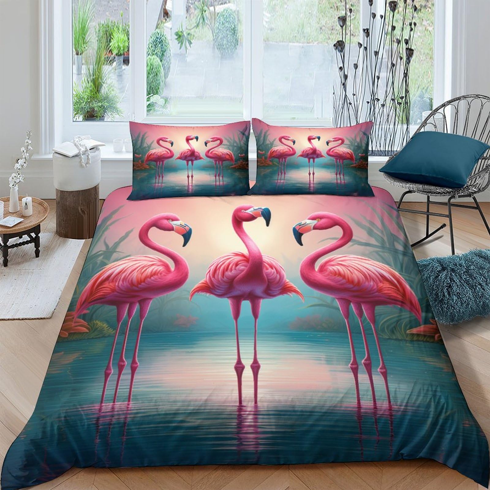 Parure de lit respirante flamant rose pour un sommeil frais et sans transpiration