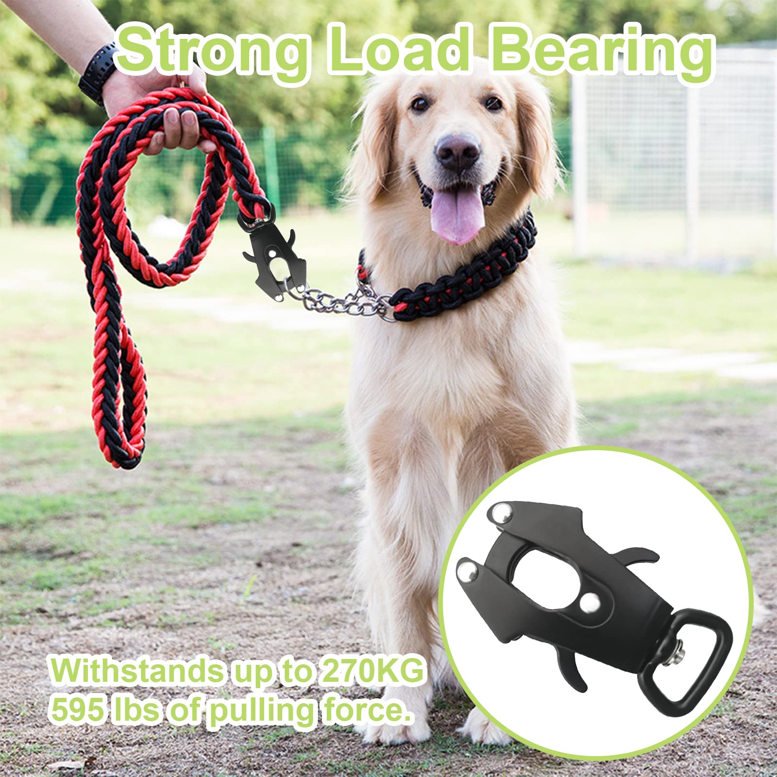 Clip a rana, chiusura in alluminio spaziale, fibbia per guinzaglio per cani resistente, sgancio rapido, fibbia di ricambio per catena per cani resistente alla ruggine, capacità 269,9 kg