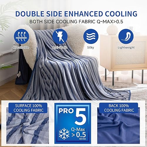 Miniatura 4 de Auemtyn Mantas refrescantes, tamaño King con efecto de enfriamiento mejorado de doble cara, mantas japonesas Q-Max 0.5, ligeras y transpirables para