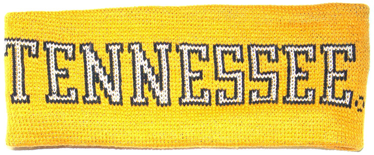 NCAA Licensed Tennessee Volunteers Light Orange Knit Outlined Team Name Sweatband Headband