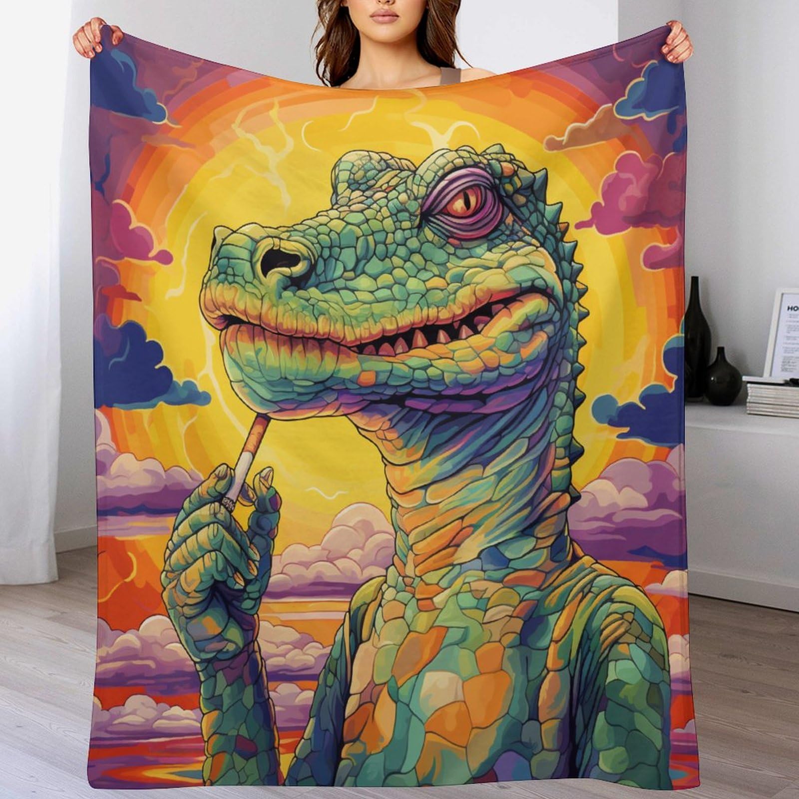 Couverture en polaire anti-froid flannel crocodile légère lit canapé