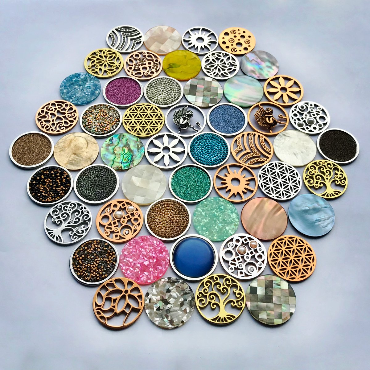 Quiges 33mm Coin Anhänger aus Edelstahl für Damen