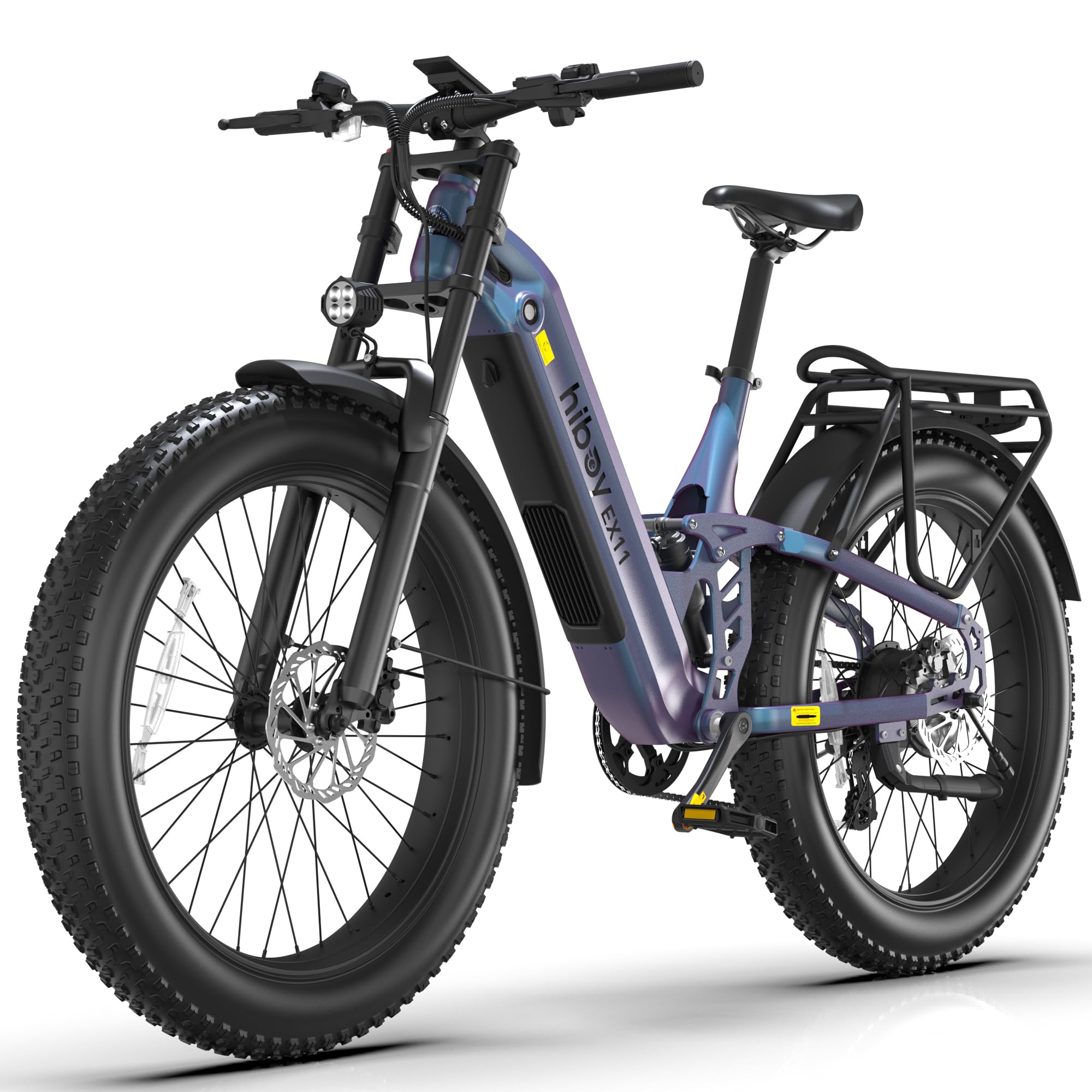 Hiboy EX11 Electric Bike for Adults - 750W 26" Fat Tire Ebike, Up to 100Miles Range & 28Mph, 48V 18Ah Removable Battery, Full Suspension All-Terrain Snow Mountain E-Bike