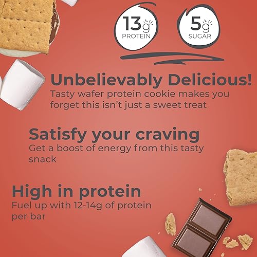 Miniatura 2 de Power Crunch Barras de proteína de suero de leche bocadillos altos en proteínas con delicioso sabor SMores 14 onzas 12 unidades