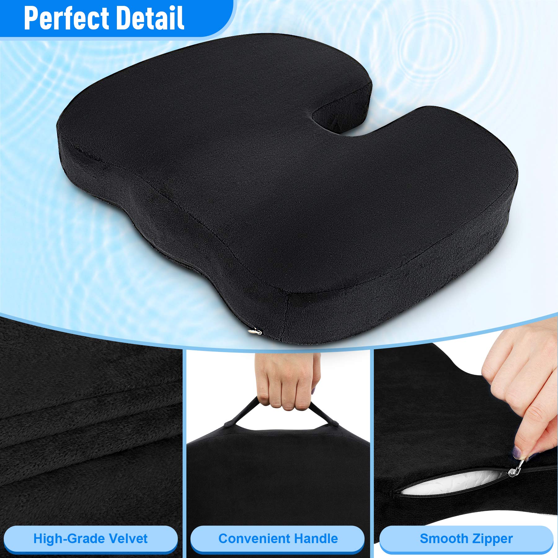 POOTACK Gel Seat Cushion for Office Chair, Memory Foam Ergonomics