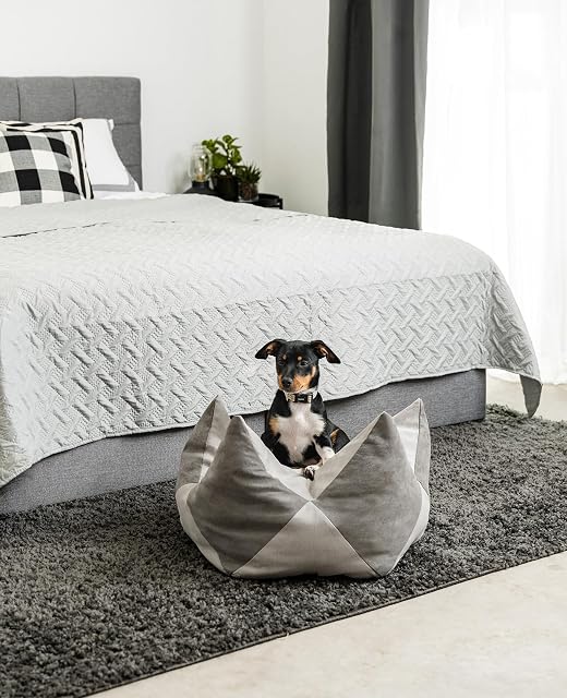Foto 3 de 5 de lionto Cojín Corona para Mascotas, 60 x 35 cm, Gris Claro/Gris Oscuro