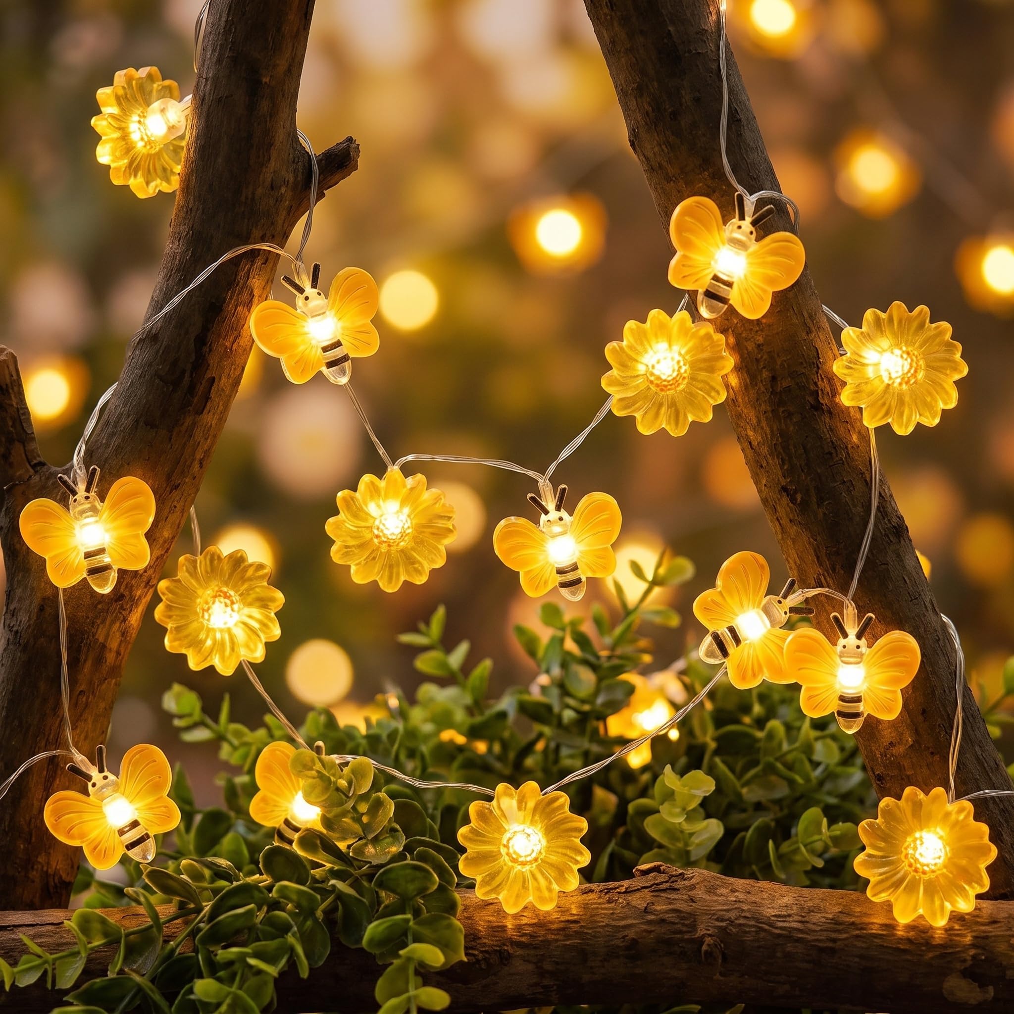 LUVDECO Children’s Fairy String Lights 3 Meters 30 LEDs Cute Animal Light Strings Decoration Battery Operated Kids Warm Fairy String Lights for Indoor Outdoor Bedroom Nursery Party Decoration (Bee)