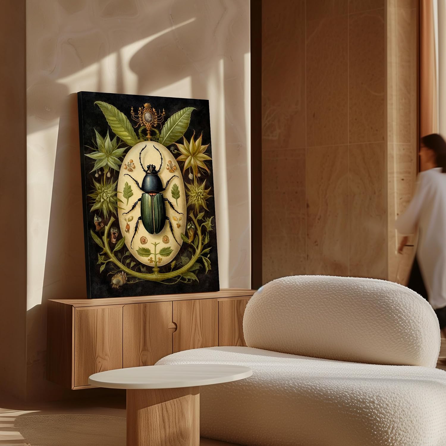 Poster Master Botanical Beetle Canvas - Insect Print - Beetle Art - Gift for Men, Women & Animal Lover - Aesthetic Decor for Living Room or Bedroom - 8x10 STRETCHED Canvas