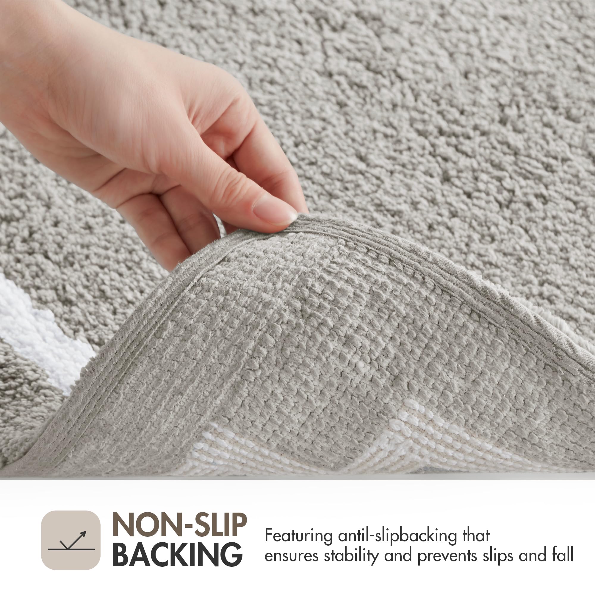 Madison Park Evan Alfombra de baño 100% algodón de Pelo Medio, Ultra Suave, Absorbente de Agua, Secado rápido, Lavable, lujosas alfombras de Color sólido para bañera, Ducha y baño, 24 x 40, Gris