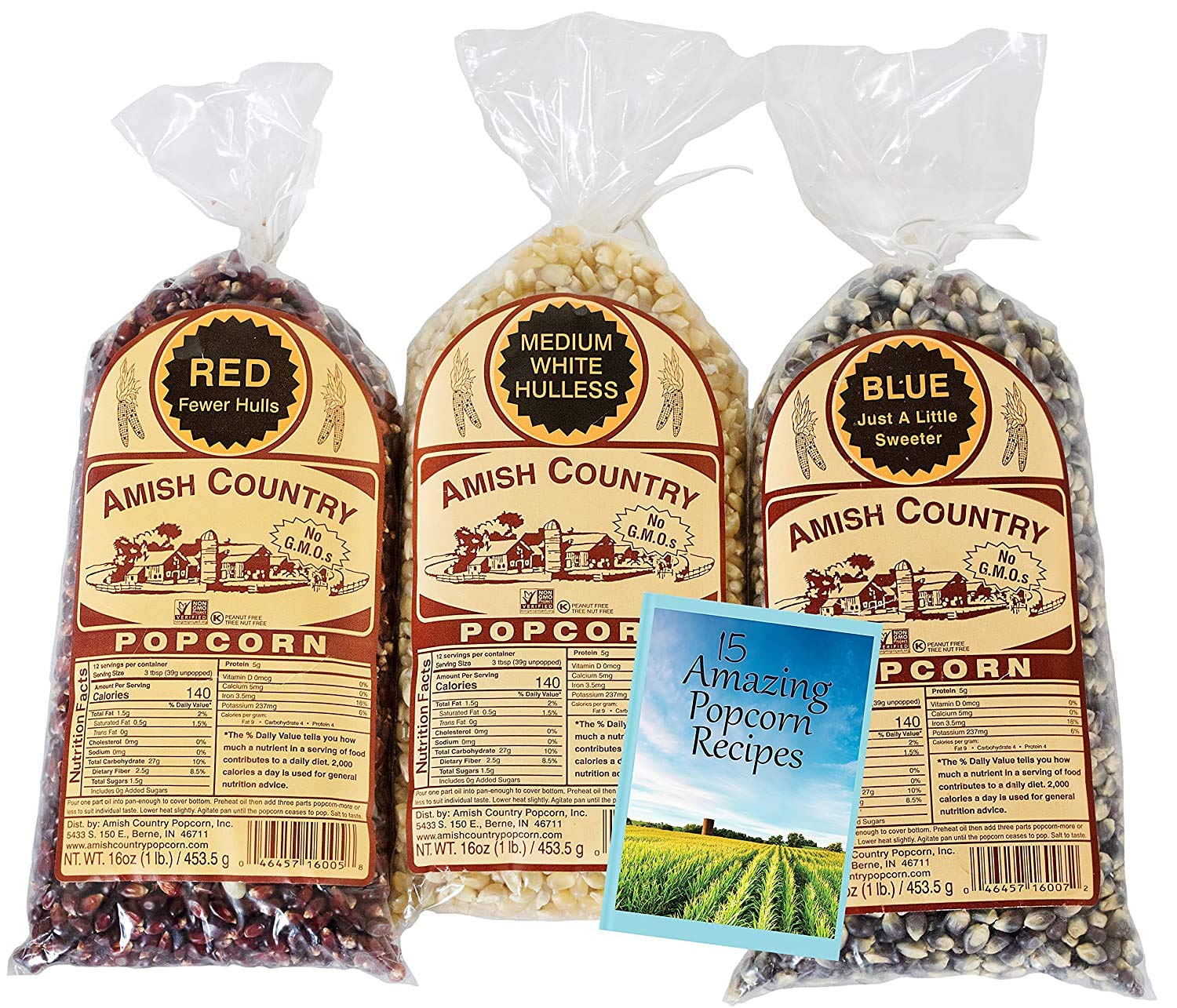 Amish Country Popcorn | Variety Bundles | 3-1 lb Bags | Red - White - Blue Popcorn Kernels | Old Fashioned, Non-GMO and Gluten Free image 5