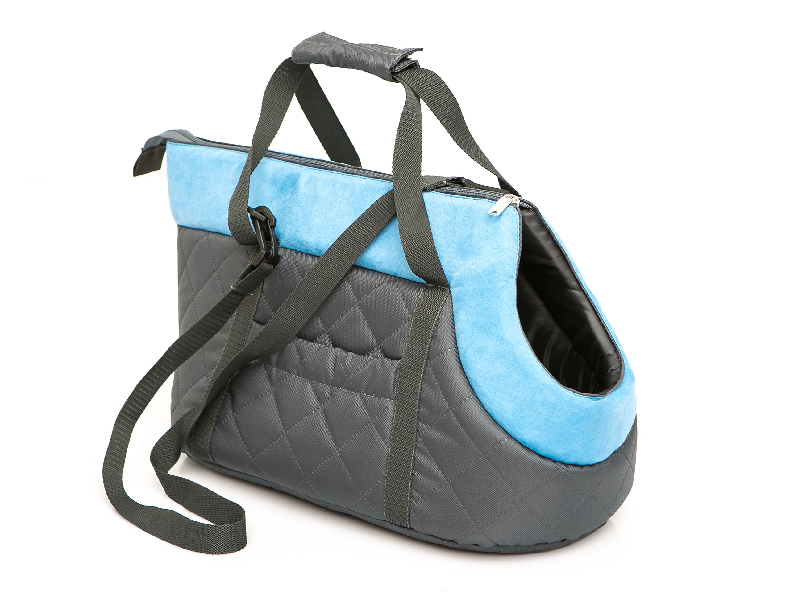 Bolsa de transporte, para perros y gatos, dos maneras de transportar, seguridad de mascotas, saco, saco para perros, R2: 30 x 50 cm, negro con bufanda turquesa