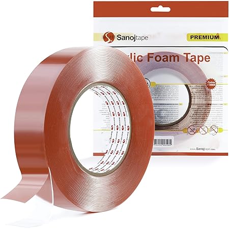 Sanojtape Heavy Duty Double Sided Tape Clear 25mm X 10m Strong Mounting Tape Ideal Acrylic Foam Tape For Automotive Led Waterproof Transparent 1mm Thickness Amazon Co Uk Diy Tools