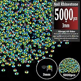 5000pcs 3mm Resin Rhinestones Bulk, Emerald Black AB Flatback Round Jelly Rhinestones Non Hotfix Crystal Gems Large Quantity Wholesale for DIY Crafts Clothes Face Makeup Manicure