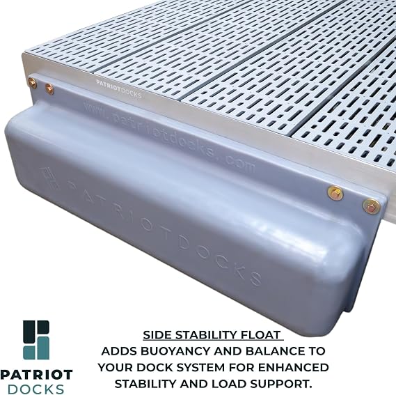 Patriot Docks Premium Floating Dock Kit | 4' x 8' Aluminum Floating Boat Dock System, DIY Modular Expandable Lake Dock with Maintenance-Free Decking, Foam-Filled Floats & Low-Profile Frame