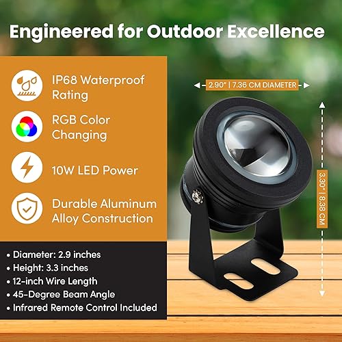 Miniatura 4 de 12Vmonster Luz LED RGB IP68 que cambia de color para exteriores, iluminación de jardín impermeable de 12 V 10 W, iluminación de paisaje multicolor
