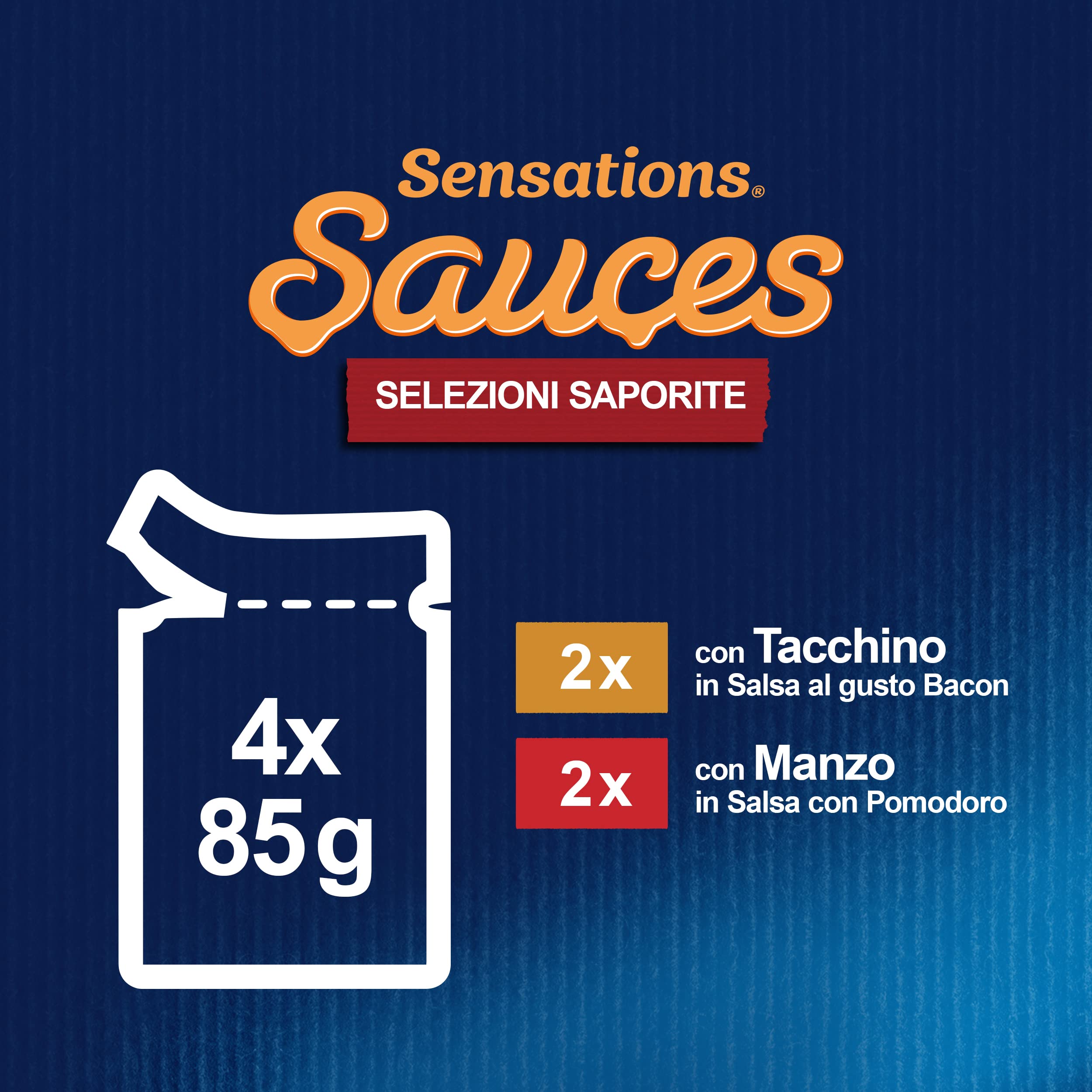 FELIX Sensations Cibo Umido per Gatti Adulti in Salsa con Tacchino e Manzo 48 Buste da 85g