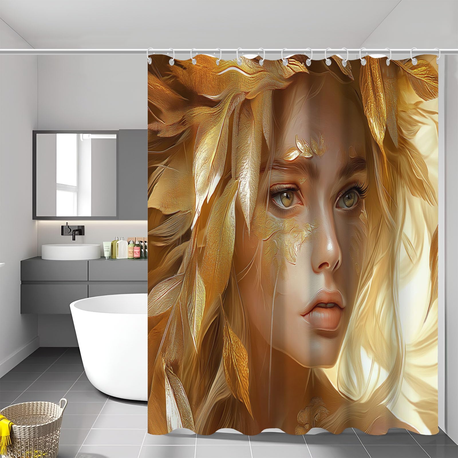 Rideau douche blonde femme pour baignoire d'hôtel et salle de bains