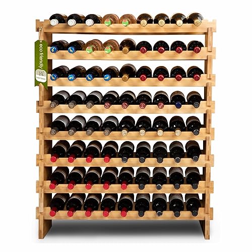 72 Bottle Wine Rack – Modular Freestanding Bamboo Wine Storage