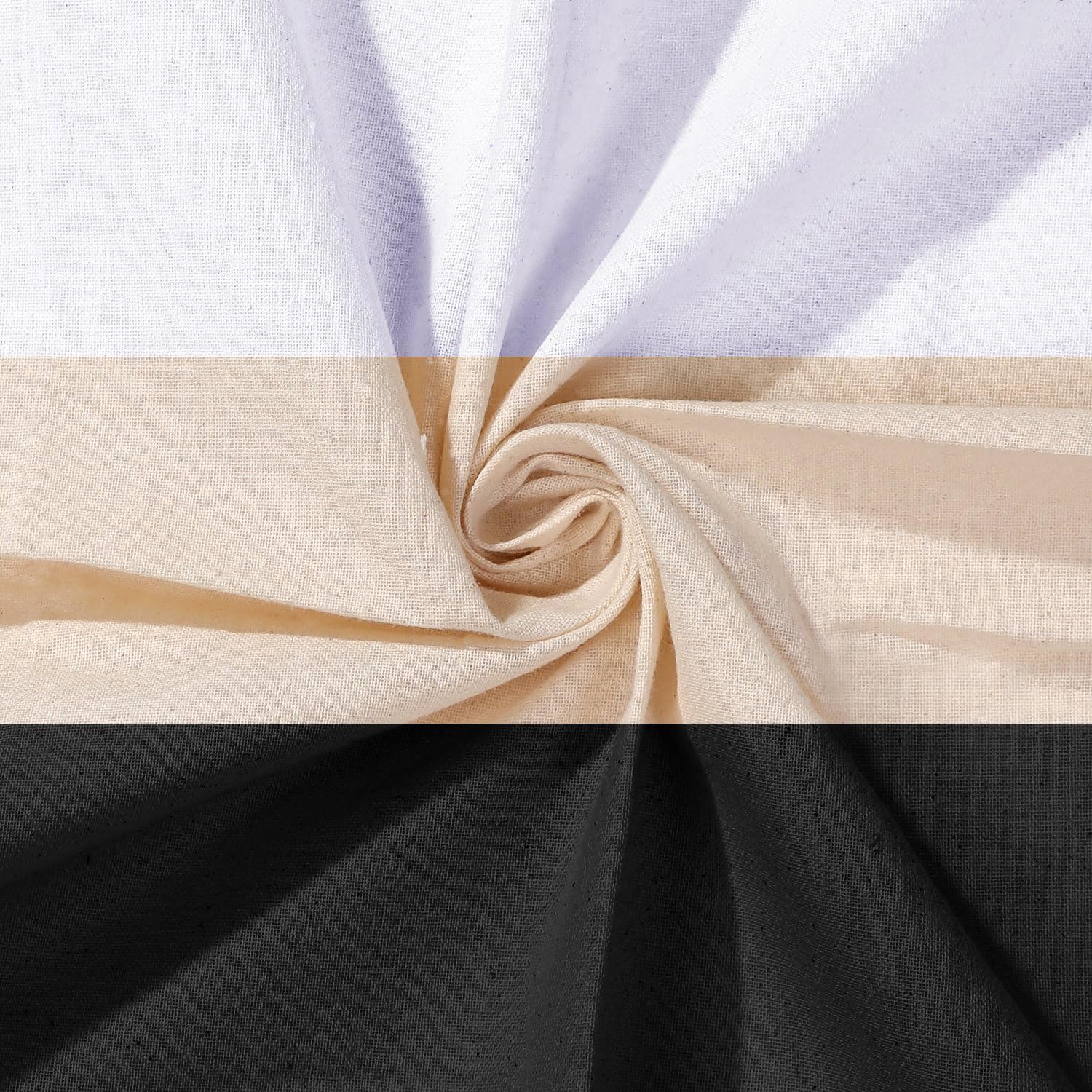 Calico Fabric 100% Cotton Undyed Natural Cream Also White & Black Superior Smooth Embroidery Lightweight Canvas Material 145gsm,60" Wide. White, 10 Meters