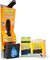 Scrub Daddy BBQ Grill Cleaner Kit: Bristle-Free Grill Brush with Refill + Steel Sponge - Safe Steam Cleaning for Charred Grates (4pc)