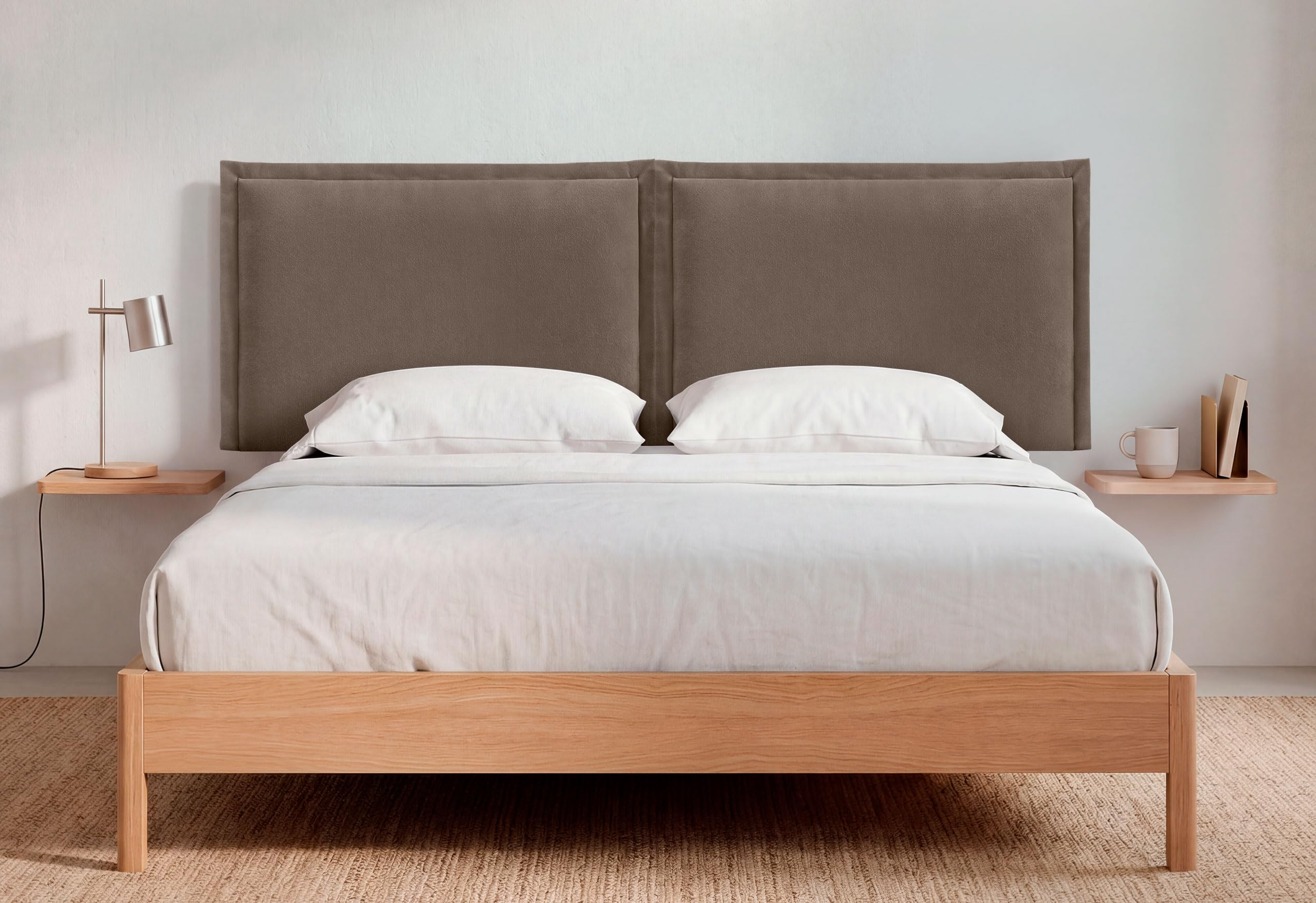 DHOME Testiera Imbottita in Tessuto Aqualine con Bordino da Parete Fonoassorbente Acustica Testata Letto per Camera Moderna di Tendenza (Marrone, 4cm Sp., 70cm Alt., 200cm Dual)