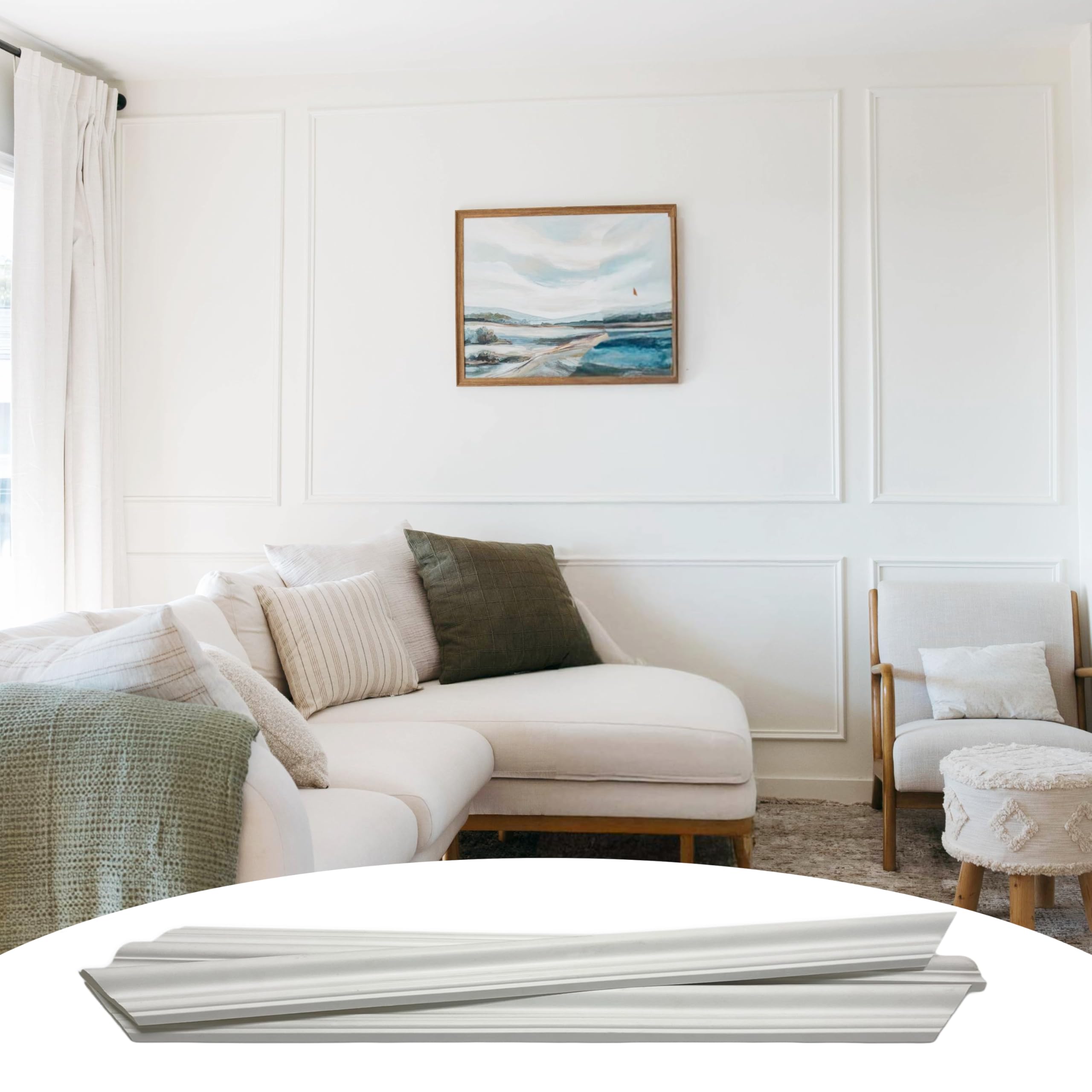 Accent Wall Molding Kit for Interior Wall Moulding Decor | Wainscoting Paneling Kit | Pre Made Wainscotting Kit | (NOT Peel & Stick) Use Instructions to Choose Quantity Needed (Middle TOP and Bottom)